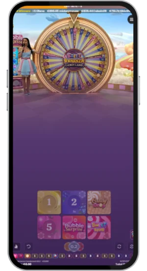 Sweet Bonanza CandyLand wheel with live host