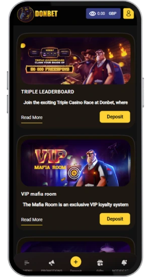 Bonus selection screen in casino