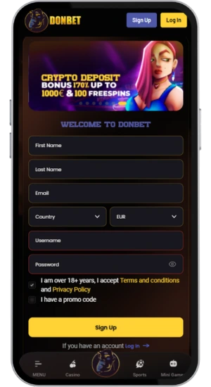 Online casino registration form